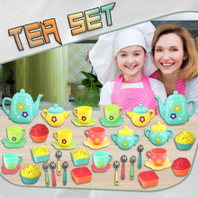 Load image into Gallery viewer, 44 Pcs Kids Tea Set Party with Dessert Candy Muffin Toys Including Cups & Plates, BPA Free PVC Free Teapot, Washable Dishes, Safe Material, For Little Girls Enhance Child Skills