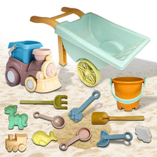 Load image into Gallery viewer, Koolbitz 15 Pcs Kids Beach Toy Set Outdoor Summer Activity Sand Play Set with Wheelbarrow, Animal Molds, Shovels & Train for Boys & Girls Ages 3 for Birthday Occassion