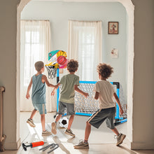 Load image into Gallery viewer, Koolbitz Kids 2 in 1 Basketball Hoop and Football Goal Set for Children, Hoop, Net, Ball, Pump Kids Basketball Hoop and Stand Girls Boys, Outdoor Indoor Activities Toy All in One