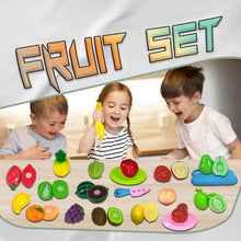 Load image into Gallery viewer, 37 Pcs Pretend Play Fruit and Vegetable Cutting Toys Set for Kids, Food Set & Kitchen Accessories with Child-Safe Knife and Tray for Children, Fruit and Vegetable Play Set for Toddlers