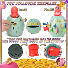Load image into Gallery viewer, Koolbitz Dinosaur Surprise Action Game Interactive Coin Bank for Kids Pop Up Dinosaur, Fun Family Game with Spring-Loaded Dinosaur Includes Colorful Pegs and Stickers - Children's Action Board Game