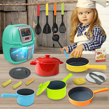 Load image into Gallery viewer, Koolbitz Kids Interactive Air Fryer Kitchen Playset – Realistic Light & Sound Cooking Toy with Color-Changing Food, Movable Knobs, Utensils & Accessories – Educational Role Play Cooking Set