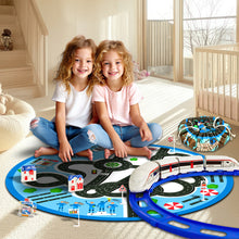 Load image into Gallery viewer, Koolbitz 27PCS Electric Express Train Set for Kids – Interactive High-Speed Train with Track, Tunnel, Blue Bag, Blue Carpet Mat & Accessories – Ideal Educational Toy for Boys & Girls Ages 3+"