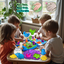 Load image into Gallery viewer, Koolbitz 16 Pcs Kids Dinosaur Sand Playset with Carry Bag – Includes Random Dinosaur Egg, Colorful Sand, Molds and Tools – Perfect for Summer and Indoor Activities for Ages 3+