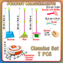 Load image into Gallery viewer, Koolbitz Interactive 7PCS Kids Cleaning Set with Simulation Vacuum Cleaner Robot - Includes Broom, Mop, Dustpan & More - Role Play Cleaning Toy for Kids Aged 3+ - Develops Responsibility & Motor Skill