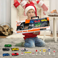 Load image into Gallery viewer, Koolbitz Kids Truck Container Rail Car Set Portable Cars Storage Truck Toy Set for Children Vehicles Toy Set for Boys and Girls Carrier Truck Playset with 6 Cars for Toddlers