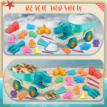 Load image into Gallery viewer, Koolbitz 22 Pcs Kids Beach Sand Play Set with Dinosaur Truck, 12 Animal Moulds, 1000g Sand, Shovels & Tools in Portable Carry Case for Indoor & Outdoor Playset for Kids Age 3+ Above