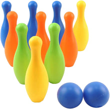 Load image into Gallery viewer, Koolbitz Kids Bowling Skittles Play Set Large Bowling Ball & Pins Skittle Toy Set With Carry Case for Children Indoor and Garden Toys for Toddlers Mini Bowling Game for Boys and Girls, 21 cm