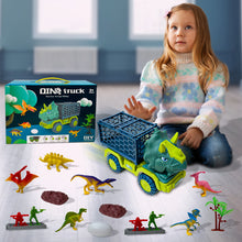 Load image into Gallery viewer, Koolbitz Kids Dinosaur Transporter Car Toy Dinosaur Dino Truck Car for Children Includes Dinosaurs with Egg 4 Tree & 4 Stones Set Fun Educational Gift for Boys & Girls