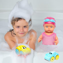 Load image into Gallery viewer, Koolbitz 3-In-1 Bath and Pool Toys Electric Baby Born Swim Doll Waterproof with 2x Interactive Land and Water Wind-Up Cars Cartoon Water Cars Swimming Doll Baby Float Water Toys Fun Summer Toys Kids