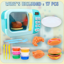 Load image into Gallery viewer, Koolbitz Kids realistic Microwave Oven Kitchen Play House Toy With 6 Colors Clay Burger set Home Appliance Toy For Boys Girls Pretend Food Play Maker Perfect For Children Led Lights Educational Kitchen Playset
