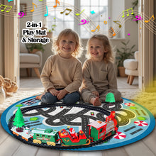 Load image into Gallery viewer, Koolbitz Electric Holiday Train Track Set for Kids – Realistic Train with Lights, Sound Effects, Adjustable Track Design, and Multi-Use Playmat for Hands-On Learning