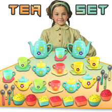 Load image into Gallery viewer, 44 Pcs Kids Tea Set Party with Dessert Candy Muffin Toys Including Cups & Plates, BPA Free PVC Free Teapot, Washable Dishes, Safe Material, For Little Girls Enhance Child Skills