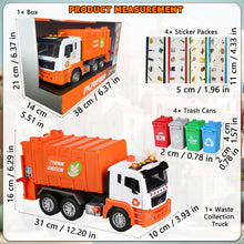 Load image into Gallery viewer, Koolbitz Garbage Truck Toy Bin Lorry with Sound Light, Educational Waste Management Playset with Sorting Bins, Sticker Sets Friction Powered Toy Vehicle for Kids 3+