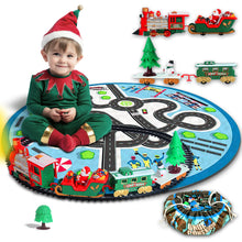 Load image into Gallery viewer, Koolbitz Electric Holiday Train Track Set for Kids – Realistic Train with Lights, Sound Effects, Adjustable Track Design, and Multi-Use Playmat for Hands-On Learning