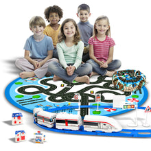Load image into Gallery viewer, Koolbitz 27PCS Electric Express Train Set for Kids – Interactive High-Speed Train with Track, Tunnel, Blue Bag, Blue Carpet Mat & Accessories – Ideal Educational Toy for Boys & Girls Ages 3+"
