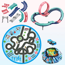 Load image into Gallery viewer, Koolbitz Kids Electric High Speed Slot Car Track Set with Large Play Mat - Battery Operated Racing Car with Roller Coaster Rails, Convertible City Map Storage Bag Educational Race Track Toy