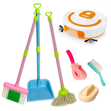 Load image into Gallery viewer, Koolbitz Interactive 7PCS Kids Cleaning Set with Simulation Vacuum Cleaner Robot - Includes Broom, Mop, Dustpan & More - Role Play Cleaning Toy for Kids Aged 3+ - Develops Responsibility & Motor Skill