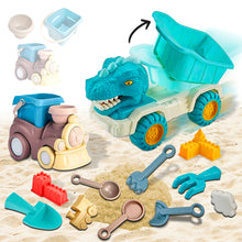 Load image into Gallery viewer, Koolbitz 14PCs Beach Sand Toys Kit for Kids Dinosaur Truck & Train Magic Motion Sand Playset with Shovels, Sand Molds and Tools Perfect for Beach and Indoor Play Creative Summer Activity for Toddler