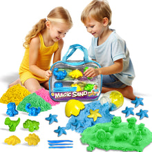 Load image into Gallery viewer, Koolbitz 16 Pcs Kids Dinosaur Sand Playset with Carry Bag – Includes Random Dinosaur Egg, Colorful Sand, Molds and Tools – Perfect for Summer and Indoor Activities for Ages 3+