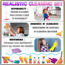 Load image into Gallery viewer, Koolbitz Interactive Kids Cleaning Set – Cleaning Kit with Broom, Mop, Brush, Dustpan, Duster, Sponge, Spray Bottle, Bucket & Caution Sign – Pretend Play Housekeeping Set for Toddlers & Preschoolers