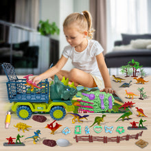 Load image into Gallery viewer, Koolbitz Kids Dinosaur Transporter Truck & Space Sand Adventure Set –Interactive Playset with 13 Dinosaur Figures, Jurassic Accessories, Sand Molds & Sandbox – Educational Toy for Creative Play
