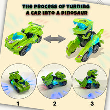 Load image into Gallery viewer, Koolbitz Kids Dinosaur Transforming Car Automatic Transformable Dinosaur Car Toy for Children Electric Dinosaur Car Toy for Toddlers Sound and Flashing Lights Fun Indoor Car Toy