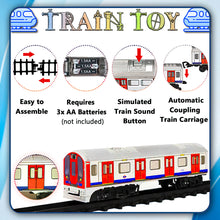 Load image into Gallery viewer, Koolbitz 18 Pcs Electric Metro Train Set with Blue Carpet Track, LED Lights & Realistic Train Sounds – Educational STEM Toy for Kids – Includes Storage Mat and Interactive Play Features