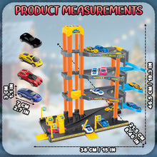 Load image into Gallery viewer, koolbitz Kids 4-Storey Large Car Parking Lot and Garage Playset Toy with Lift, Spiral Ramps, Fuel Station, Service Area and 4 Cars, 4 Floors of Parking Garage Pretend Play for Boys and Girls ages 3+