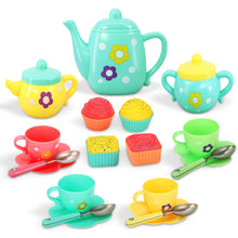 Load image into Gallery viewer, Kids Multicolor Tea Set Party Set with Dessert Candy Muffin Toys Including Cups & Plates, BPA Free PVC Free Teapot, For Little Girls Enhance Child Skills (22Pcs)