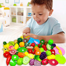 Load image into Gallery viewer, Koolbitz 71PCs Pretend Play Fruit and Vegetable Cutting Toys Set for Kids, Food Set & Kitchen Accessories with Child-Safe Knife and Tray for Children, Fruit and Vegetable Play Set, Pack of 71 pcs