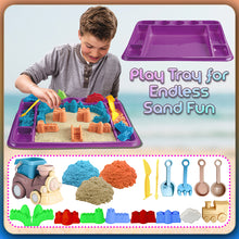 Load image into Gallery viewer, Koolbitz Kids Beach Play Sand Toy 22 Pcs Playset with 750g Magic Sand & Beach Train Bucket, Sand Pit Building Tools Model Educational Molds-Creative Sandcastle Toy Carry Bag Gift for Kids Boy Girl