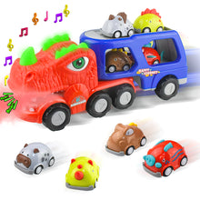 Load image into Gallery viewer, Koolbitz Dino Carrier Truck Toy Playset for Interactive Transport with Lights and Sounds, Development Educational Toy for Boys and Girls Kids Ages 3-6 Gift for Birthday & Christmas