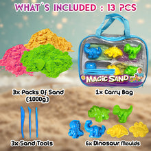 Load image into Gallery viewer, Koolbitz Magic Sand Play Set 1000g with PVC Hand Bag & Accessories Shape Molds, Fun Gifts Toy for Boys & Girls, Make Your Own Craft Activity for Kids
