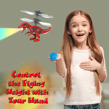 Load image into Gallery viewer, Koolbitz Flying Dinosaur Toy LED Light-Up Dragon Helicopter, Hand-Controlled USB Rechargeable Dino Drone, Indoor & Outdoor Play for Kids