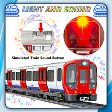 Load image into Gallery viewer, Koolbitz 18 Pcs Electric Metro Train Set with Blue Carpet Track, LED Lights & Realistic Train Sounds – Educational STEM Toy for Kids – Includes Storage Mat and Interactive Play Features