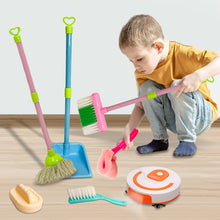 Load image into Gallery viewer, Koolbitz Interactive 7PCS Kids Cleaning Set with Simulation Vacuum Cleaner Robot - Includes Broom, Mop, Dustpan & More - Role Play Cleaning Toy for Kids Aged 3+ - Develops Responsibility & Motor Skill