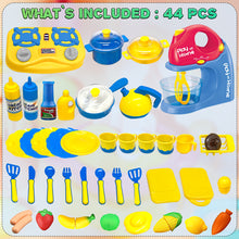 Load image into Gallery viewer, Koolbitz 44PCs Kitchen Playset for Kids with Blender, Cooking Utensils, and Pretend Food Accessories – Safe, BPA-Free Educational Role Play Toy Set for Boys & Girls Aged 3 and Above