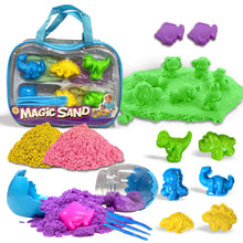 Load image into Gallery viewer, Koolbitz 16 Pcs Kids Dinosaur Sand Playset with Carry Bag – Includes Random Dinosaur Egg, Colorful Sand, Molds and Tools – Perfect for Summer and Indoor Activities for Ages 3+