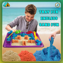 Load image into Gallery viewer, Koolbitz 34 Pcs Dinosaur Beach Tent and Sand Playset with 750g Non-Sticky Sand, Dinosaur and Castle Moulds, Sand Table, and Tray Ð Creative Outdoor and Indoor Fun for Kids Aged 3+ Safe Sand Kit Play