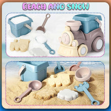 Load image into Gallery viewer, Koolbitz 12 Pcs Bucket Beach Train Playset with Sand Set, Dinosaur Egg, Molds & Tools - Non-Toxic Space Sand for Creative Indoor & Outdoor Fun, Perfect for Beach, Snow, or Sandbox Play, Ages 3+