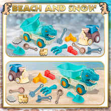 Load image into Gallery viewer, Koolbitz 14PCs Beach Sand Toys Kit for Kids Dinosaur Truck & Train Magic Motion Sand Playset with Shovels, Sand Molds and Tools Perfect for Beach and Indoor Play Creative Summer Activity for Toddler