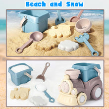 Load image into Gallery viewer, Koolbitz Kids Train Beach Toy Set Outdoor Summer Sand Play Toy for Children Includes Toy Beach Bucket Mini Cloud Mould Durable Train Rake & Bonus Tool Kit Boys & Girls
