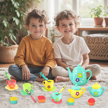 Load image into Gallery viewer, Kids Multicolor Tea Set Party Set with Dessert Candy Muffin Toys Including Cups & Plates, BPA Free PVC Free Teapot, For Little Girls Enhance Child Skills (22Pcs)