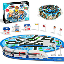 Load image into Gallery viewer, Koolbitz 27PCS Electric Express Train Set for Kids – Interactive High-Speed Train with Track, Tunnel, Blue Bag, Blue Carpet Mat & Accessories – Ideal Educational Toy for Boys & Girls Ages 3+"