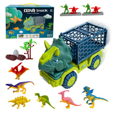 Load image into Gallery viewer, Koolbitz Kids Dinosaur Transporter Car Toy Dinosaur Dino Truck Car for Children Includes Dinosaurs with Egg 4 Tree & 4 Stones Set Fun Educational Gift for Boys & Girls