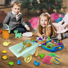 Load image into Gallery viewer, Koolbitz 19PCS Beach Toy Set with Wheelbarrow, Dinosaur Moulds, Tools, 1000g Colourful Sand, and Portable Carry Bag – Perfect for Creative Play in Sandbox or Beach – Suitable for Kids 3+ Years Old