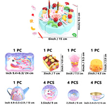 Load image into Gallery viewer, Koolbitz 115 Pcs Unicorn Tea Party & Birthday Cake Light-Up & Musical Cake Set Kids Pretend Play Cutting Food Kitchen Toys Including Dessert Cookies Gift for Kids Toddlers Girls