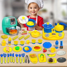 Load image into Gallery viewer, Koolbitz 53PCs Kids Air Fryer Kitchen Playset with Interactive Cooking Features–Realistic Pretend Play Set for Boys & Girls with Light, Sound, Color-Changing Food, Utensils, Cookware, Food Accessories