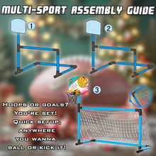 Load image into Gallery viewer, Koolbitz Kids 2 in 1 Basketball Hoop and Football Goal Set for Children, Hoop, Net, Ball, Pump Kids Basketball Hoop and Stand Girls Boys, Outdoor Indoor Activities Toy All in One